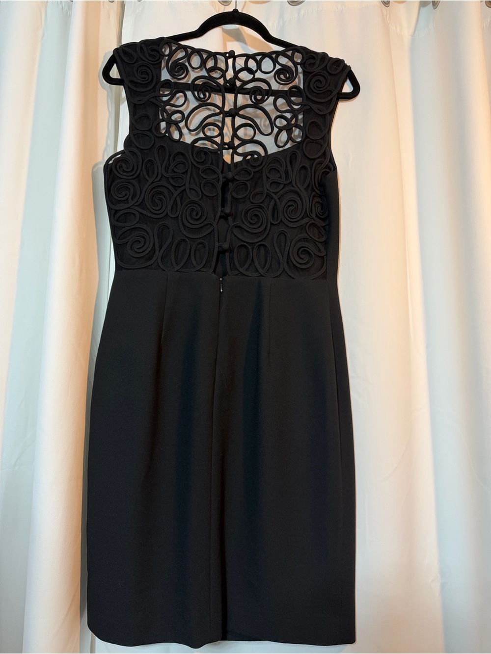 VTG Laundry Shelli Segal Y2K Black Square Neck Cutout Lace Illusion Dress SZ12R1